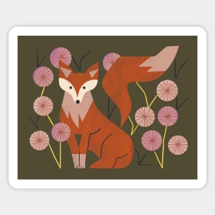 Shy Fox and Wildflowers Sticker